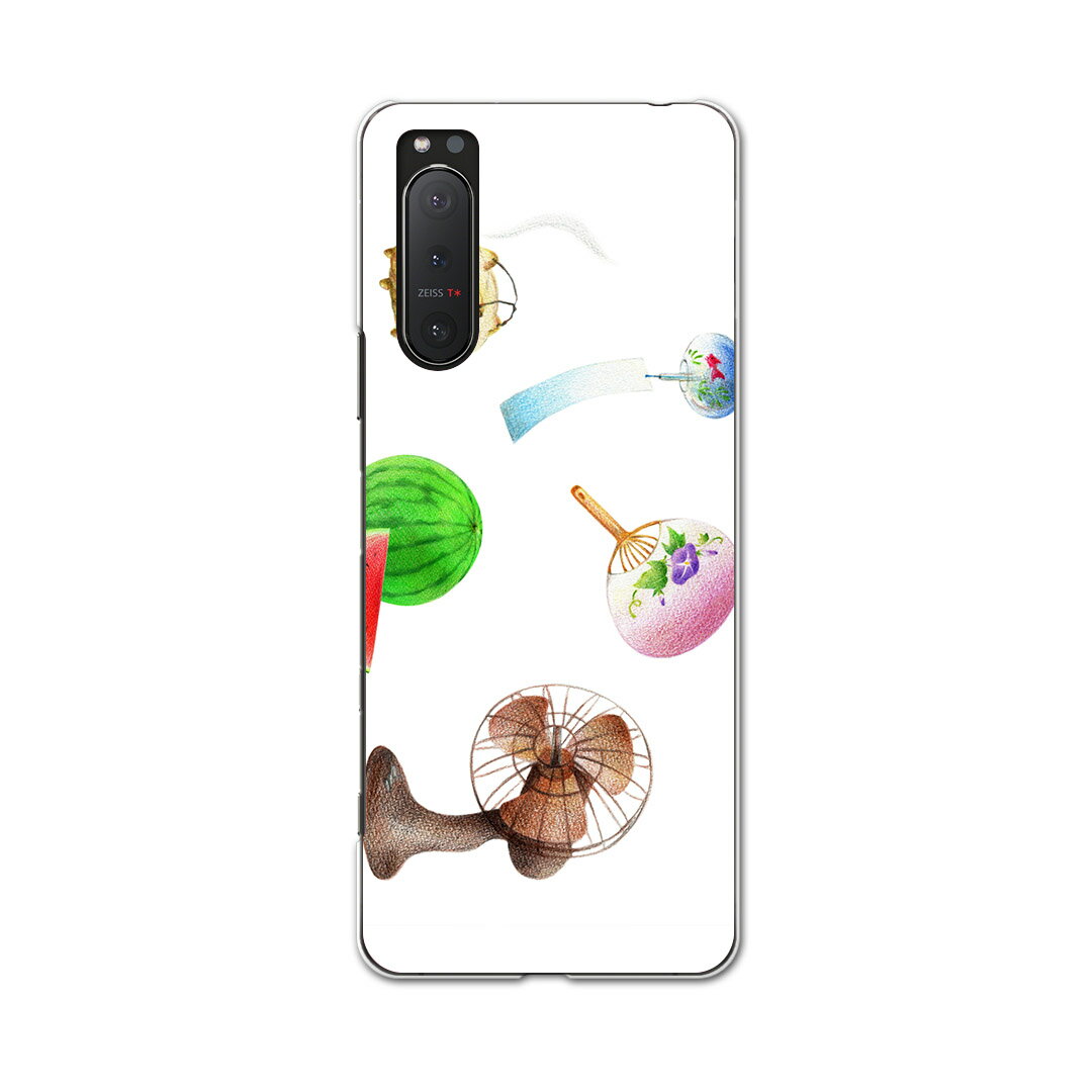 Xperia 5 II SO-52A 専用ハードケース igcase ドコモ docomo スマホカバー カバー ケース pc ハードケース 015546 夏　扇風機　スイカ　うちわ
