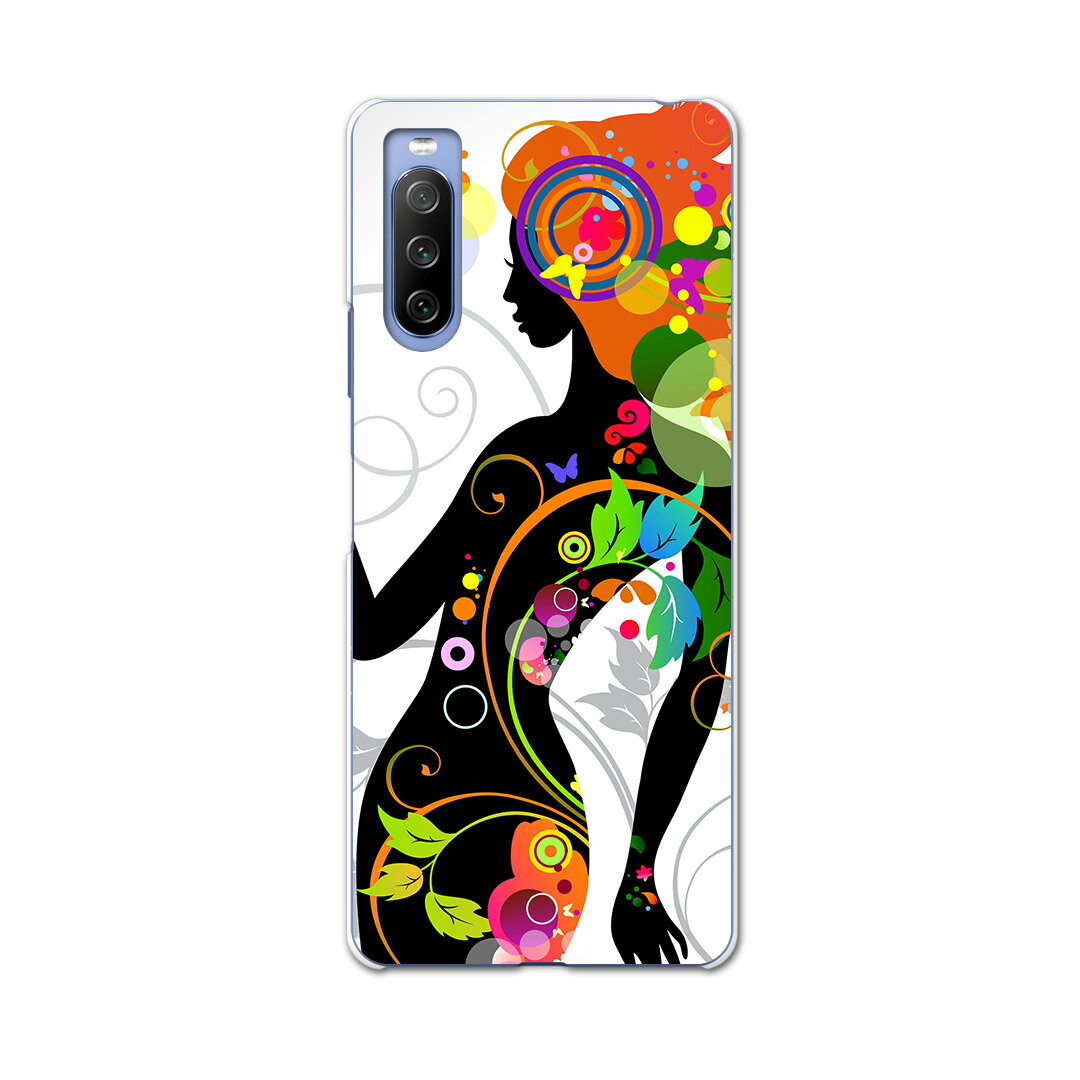 樂天商城 - SO-52B Xperia 10 III 用 ハードケース 002616 花　蝶　人物　カラフル