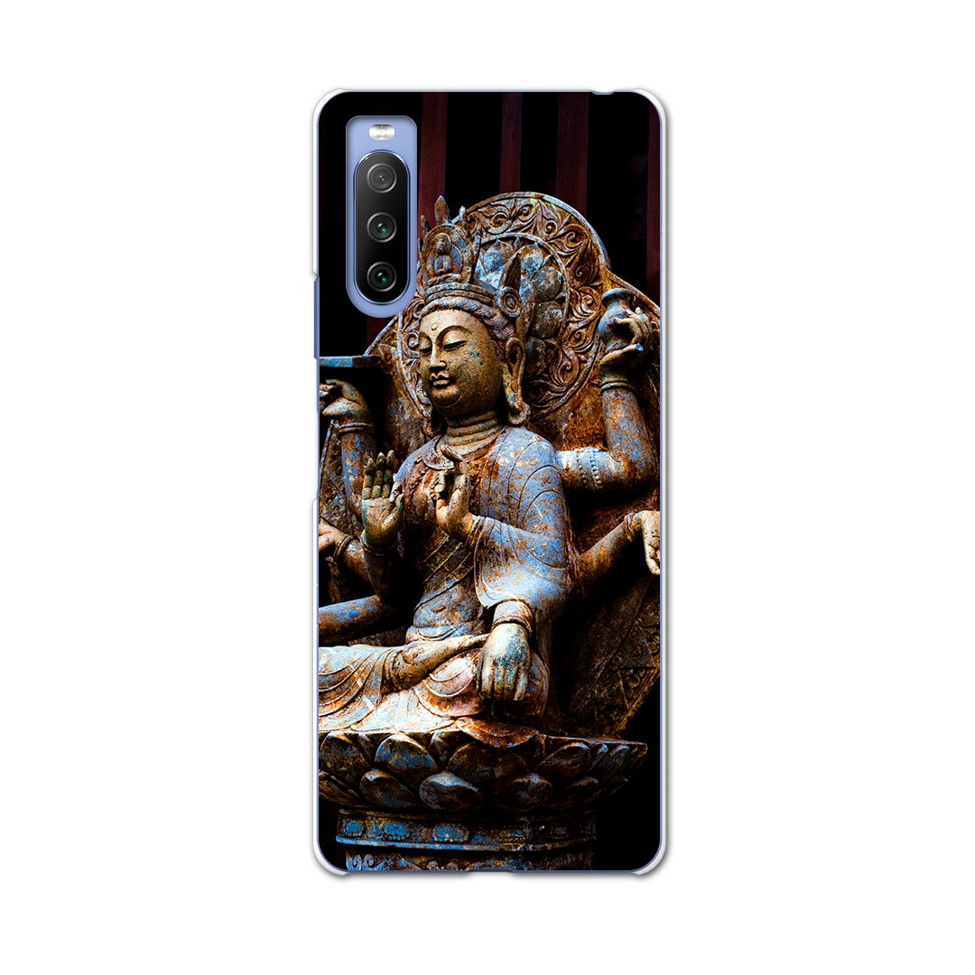 SOG04 SONY Xperia 10 III エクスペリア ソニー SONY au エーユー スマホ カバー ケース スマホケース スマホカバー PC ハードケース 005093 仏像　写真　黒