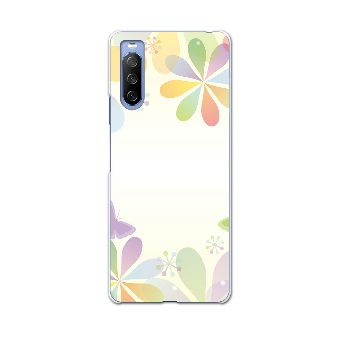 SOG04 SONY Xperia 10 III エクスペリア ソニー SONY au エーユー スマホ カバー ケース スマホケース スマホカバー PC ハードケース 005333 蝶 花 シンプル