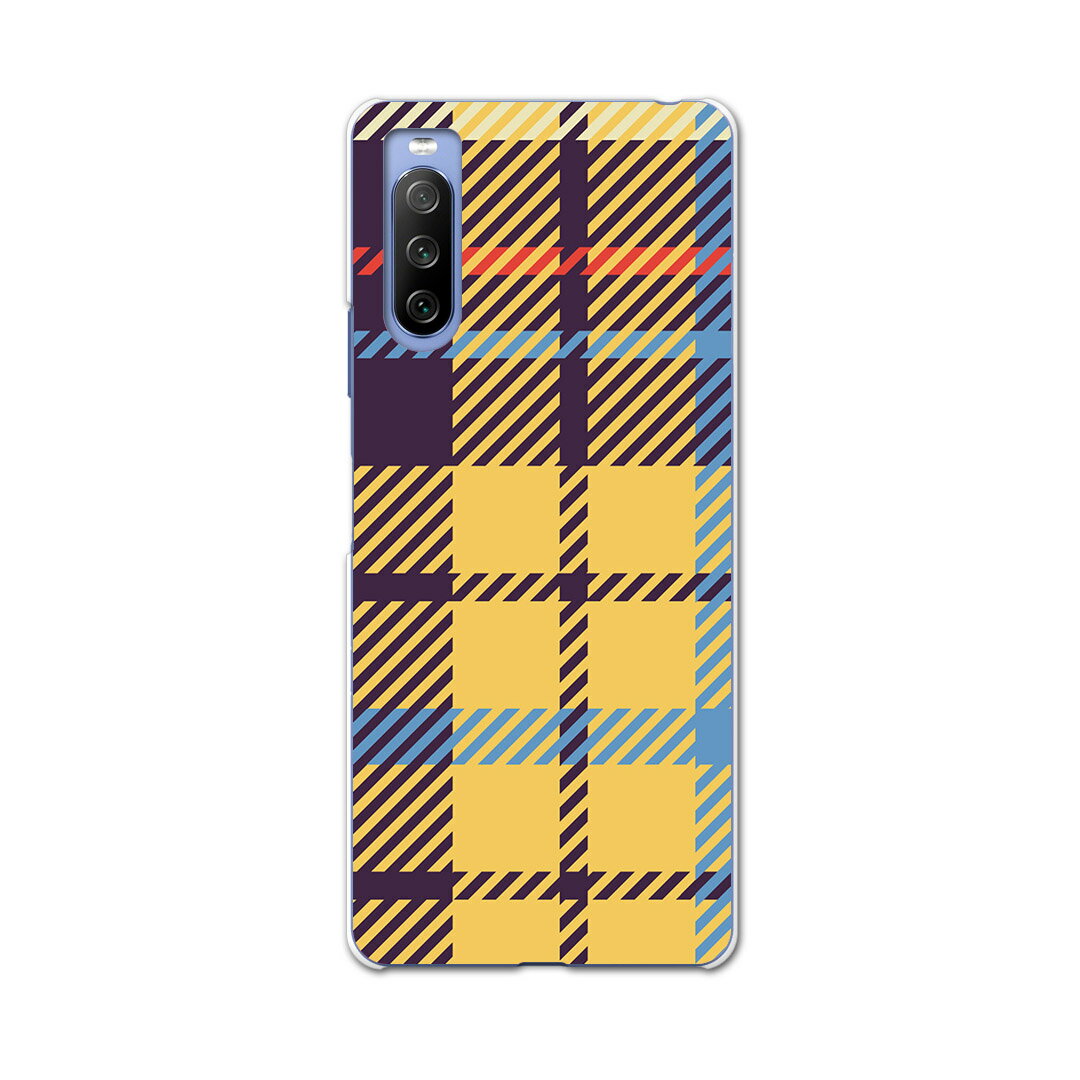 SO-52B Xperia 10 III 用 ハードケース 007427 チェック　模様　黄色　イエロー