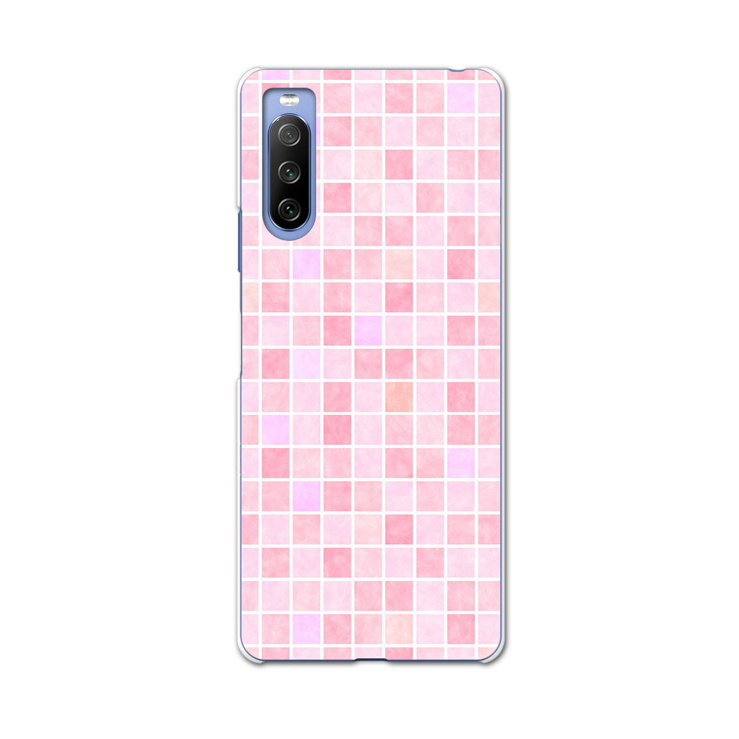 SOG04 SONY Xperia 10 III エクスペリア ソニー SONY au エーユー スマホ カバー ケース スマホケース スマホカバー PC ハードケース 009526 ピンク ブロック シンプル
