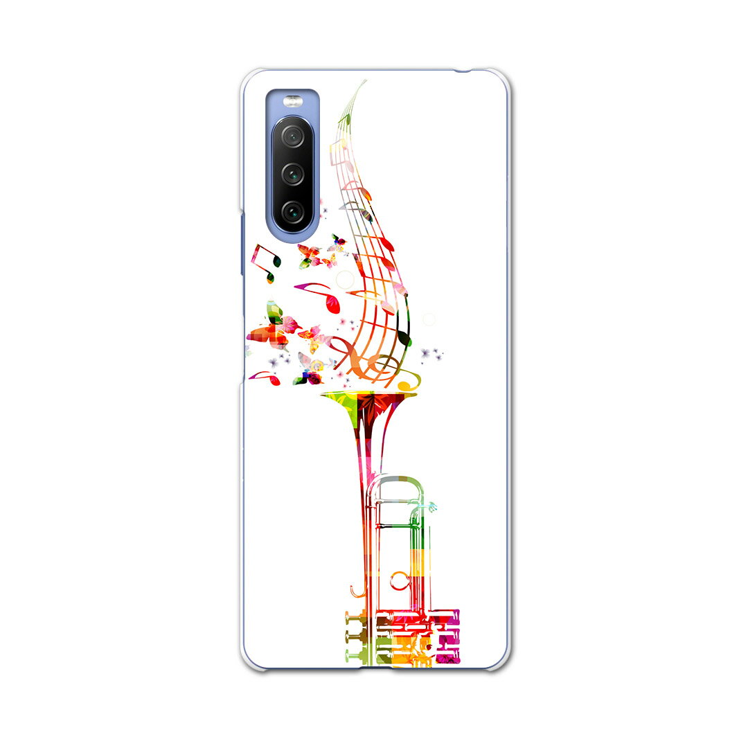 SOG04 SONY Xperia 10 III エクスペリア ソニー SONY au エーユー スマホ カバー ケース スマホケース スマホカバー PC ハードケース 011714 音楽　音符　蝶