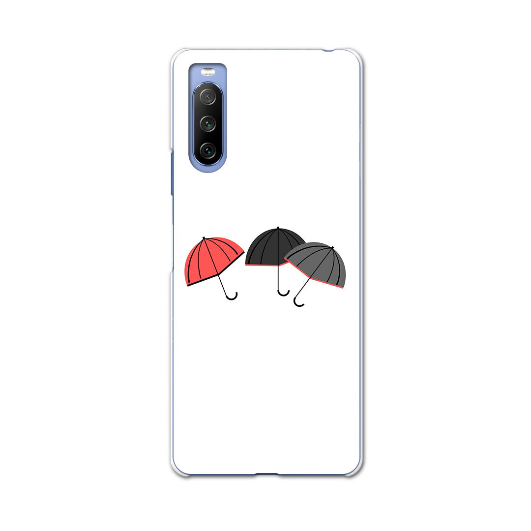 SO-52B Xperia 10 III 用 ハードケース 016344 傘　梅雨　カラフル