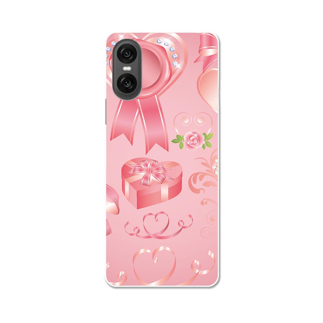 Mobile Phone Cases - Xperia 10 VI 用 SO-52E / SOG14 / A402SO / 共通対応 ハード ケース so52e 対応 ケース カバー ハードケース 008299 バレンタイン　ピンク　リボン　ハート