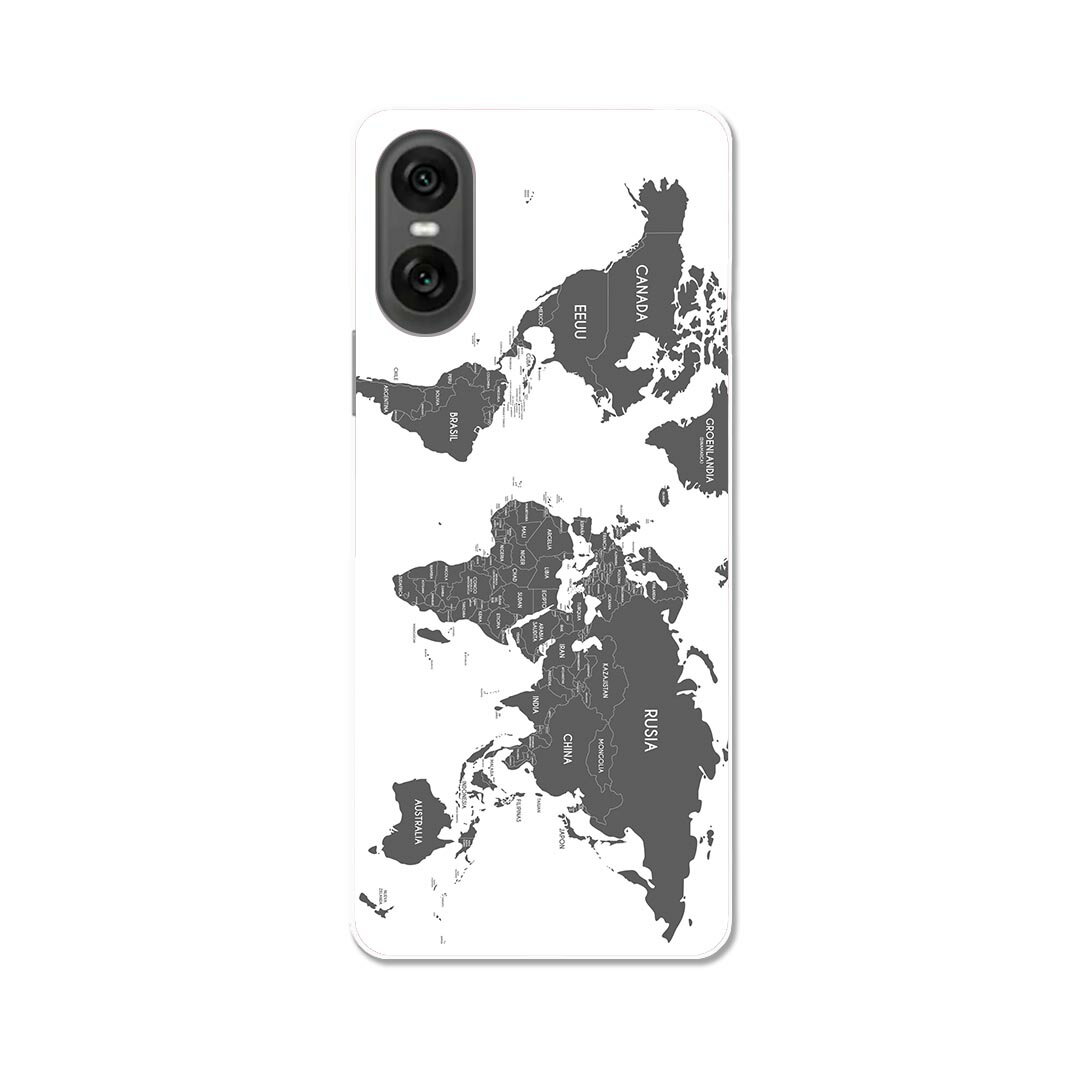 Xperia 10 VI 用 SO-52E / SOG14 / A402SO / 共通対応 ハード ケース so52e 対応 ケース カバー ハードケース 015995 世界地図　wordmap　黒