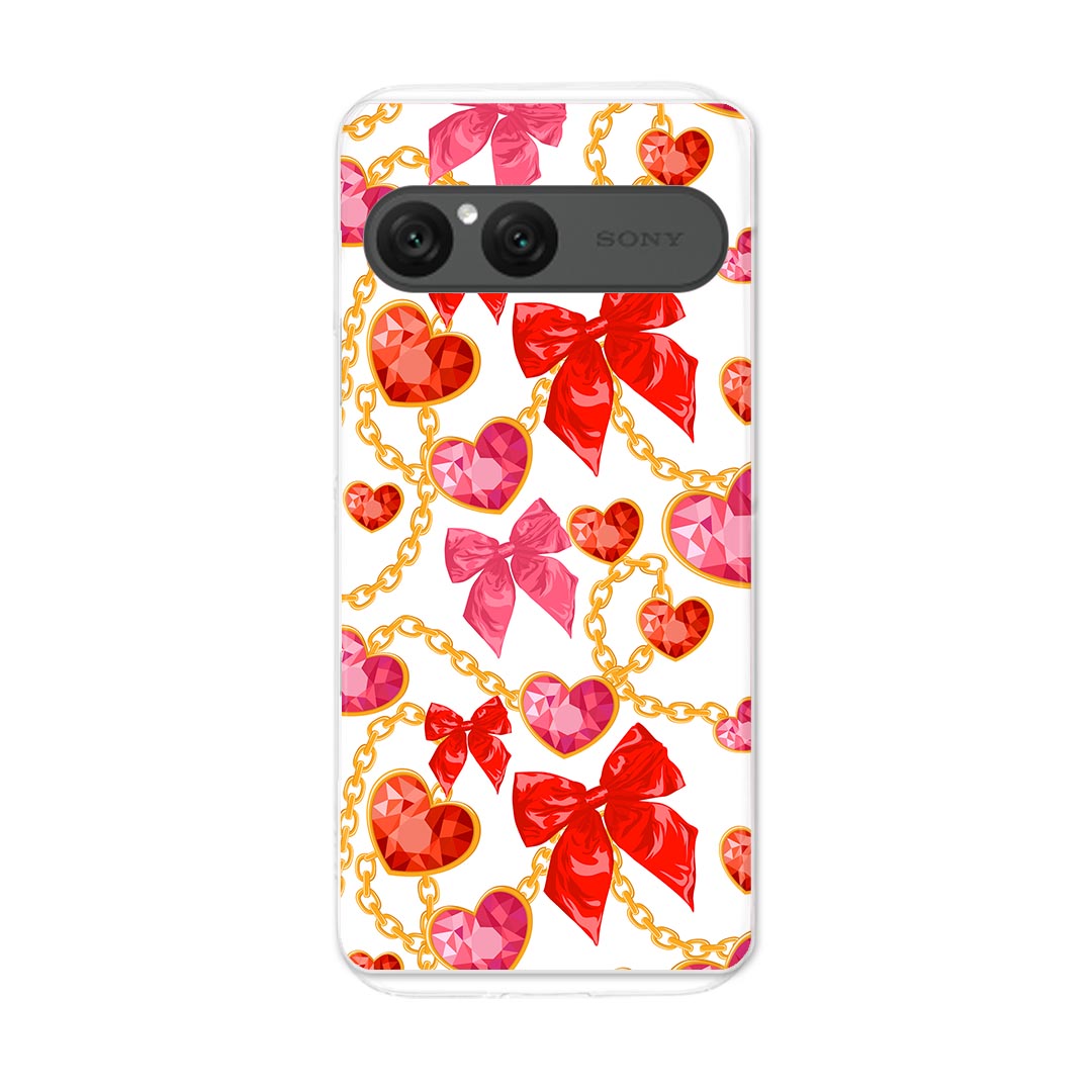 移动通信, 手机 - Xperia 10 VII 用 スマホカバー SO-52F / SOG16 / XQ-FE44 共通対応 so52f ケース カバー ハードケース 003521 ハート　リボン　模様