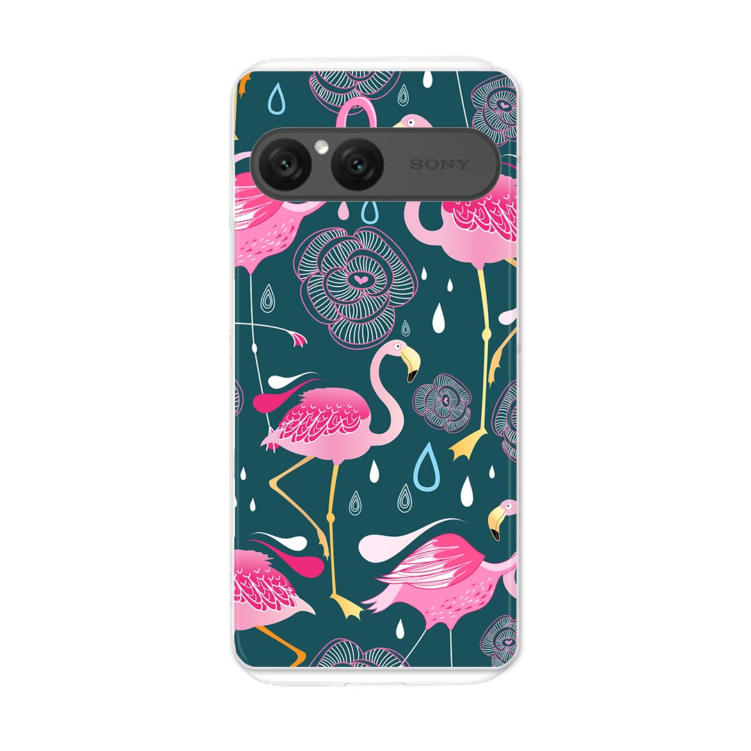 Xperia 10 VII 用 スマホカバー SO-52F / SOG16 / XQ-FE44 共通対応 so52f ケース カバー ハードケース 010640 フラミンゴ　ピンク　緑(2.0)