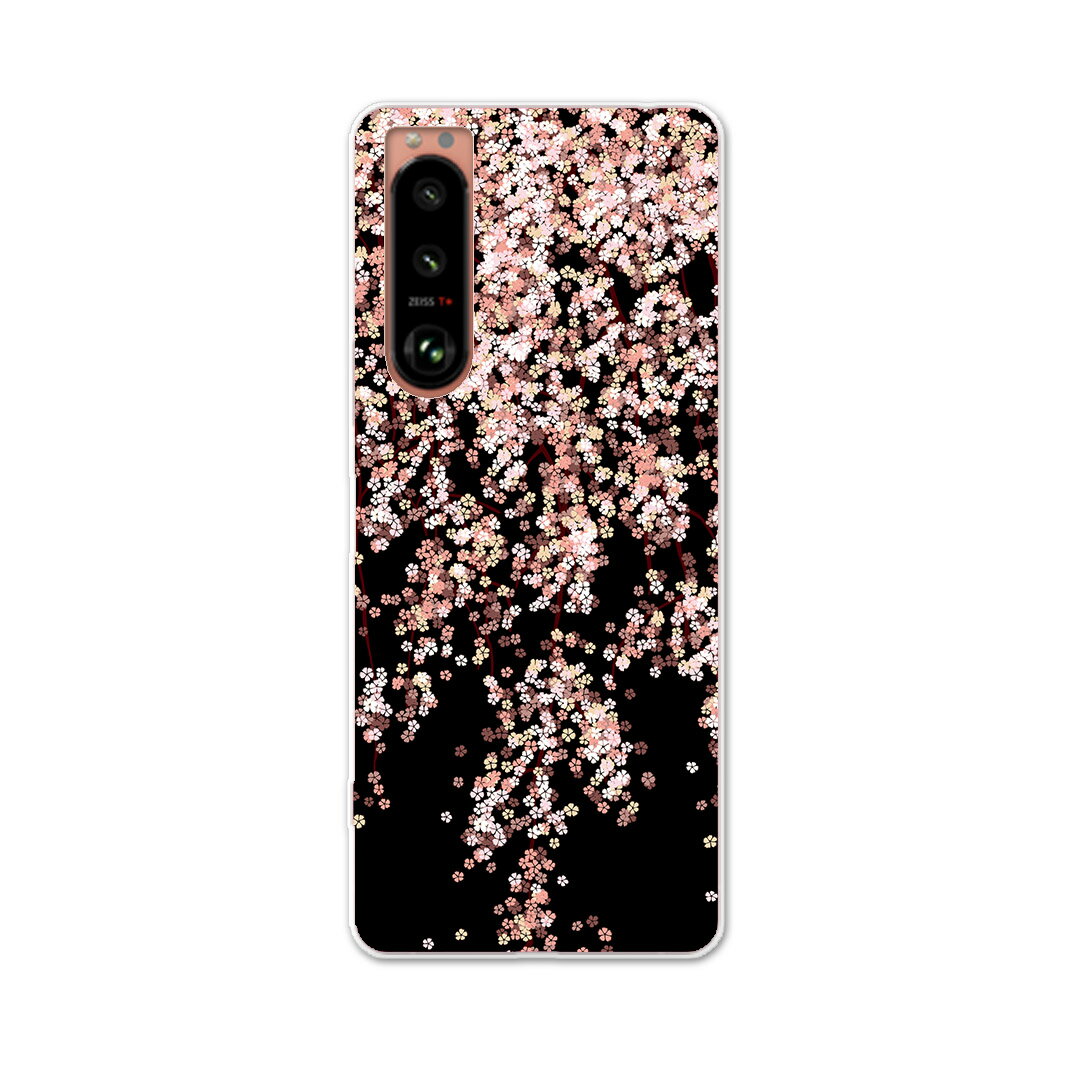 Xperia 5 III エクスペリア SO-53B SOG05 共通対応 専用ハードケース so53b igcase スマホカバー カバー ケース pc ハードケース 005308 フラワー 写真・風景 桜 ピンク 黒