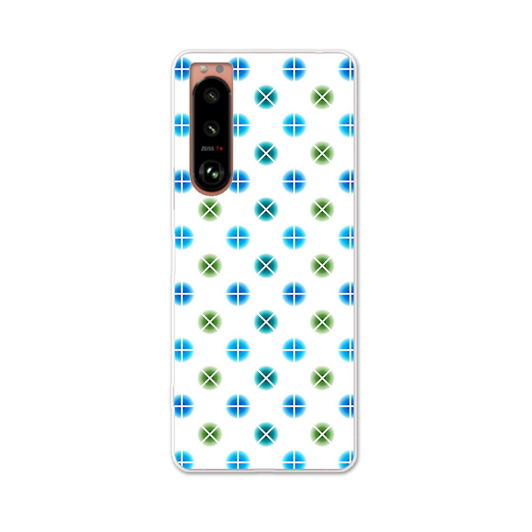 Xperia 5 III エクスペリア SO-53B SOG05 共通対応 専用ハードケース so53b igcase スマホカバー カバー ケース pc ハードケース 008526 チェック・ボーダー 青　ブルー　水玉　模様
