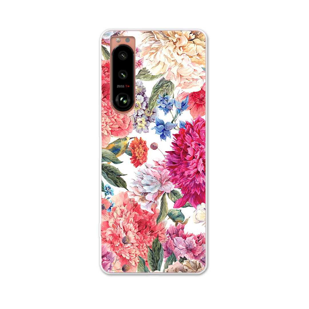 Xperia 5 III エクスペリア SO-53B SOG05 共通対応 専用ハードケース so53b igcase スマホカバー カバー ケース pc ハードケース 011883 花柄　赤　ピンク