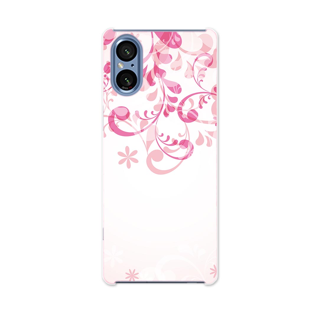 SONY Xperia 5 V 用 Xperia 5 V SO-53D SOG12 XQ-DE44 用 ハードケース 000189 ピンク　花　模様