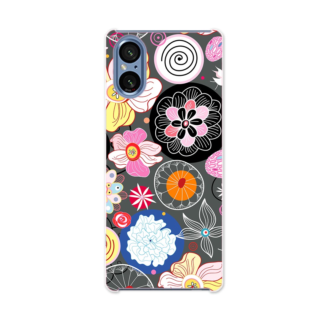 Rakuten - SONY Xperia 5 V 用 Xperia 5 V SO-53D SOG12 XQ-DE44 用 ハードケース 001121 花　カラフル