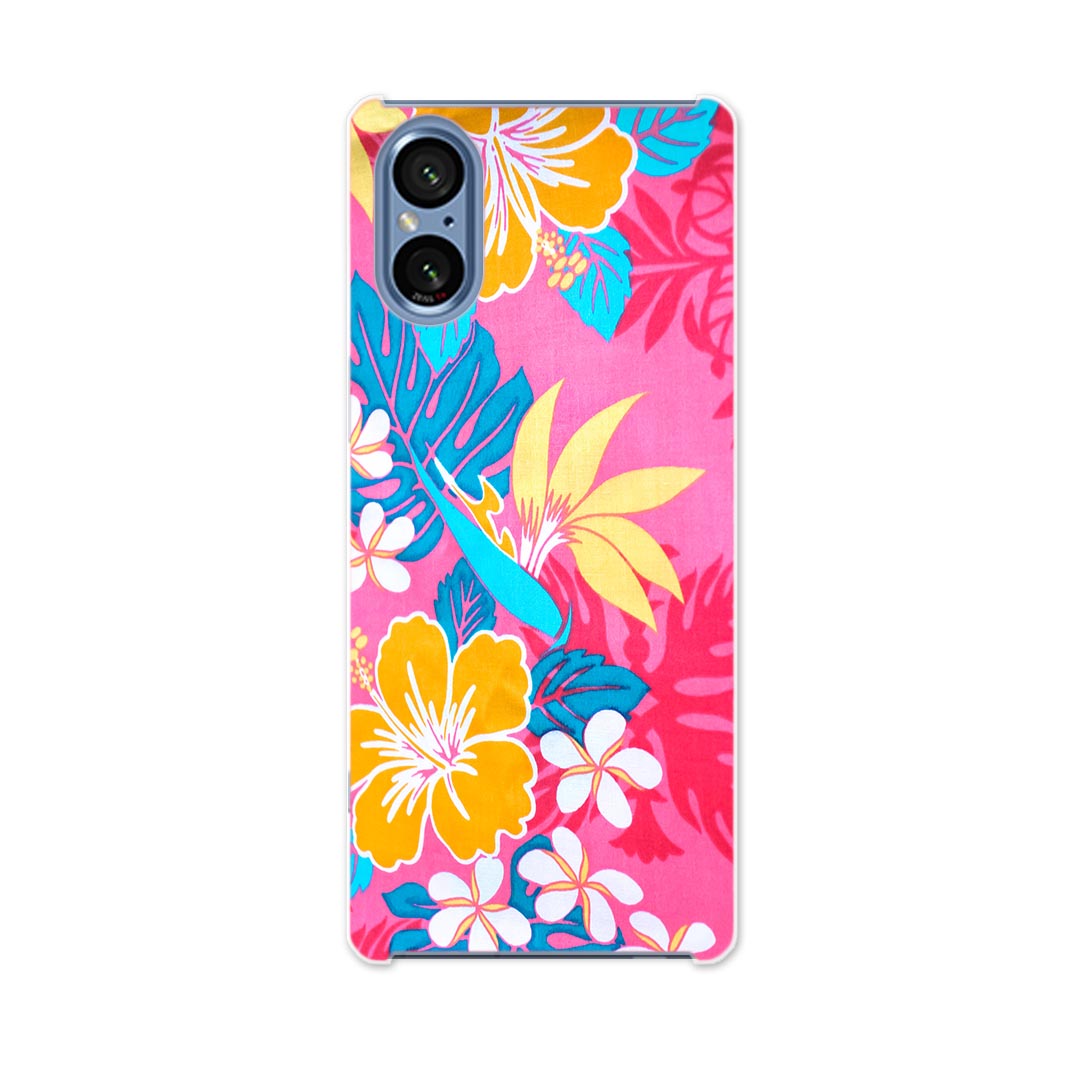 SONY Xperia 5 V 用 Xperia 5 V SO-53D SOG12 XQ-DE44 用 ハードケース 001193 ハワイ　ハイビスカス