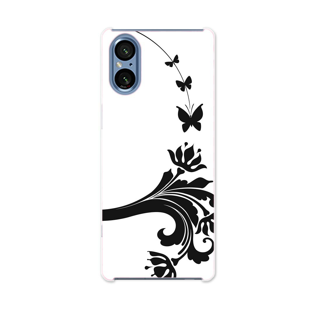 SONY Xperia 5 V 用 Xperia 5 V SO-53D SOG12 XQ-DE44 用 ハードケース 001237 花　蝶々