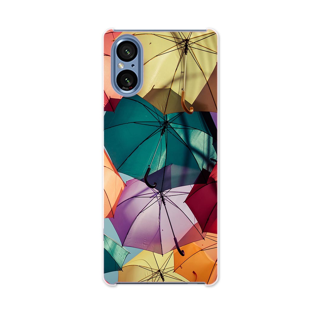 SONY Xperia 5 V 用 Xperia 5 V SO-53D SOG12 XQ-DE44 用 ハードケース 003593 傘 写真 カラフル