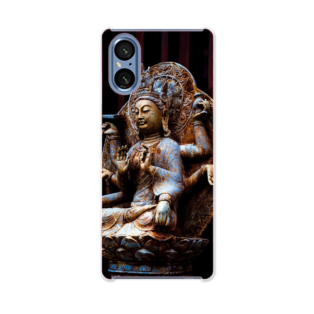 SONY Xperia 5 V 用 Xperia 5 V SO-53D SOG12 XQ-DE44 用 ハードケース 005093 仏像　写真　黒