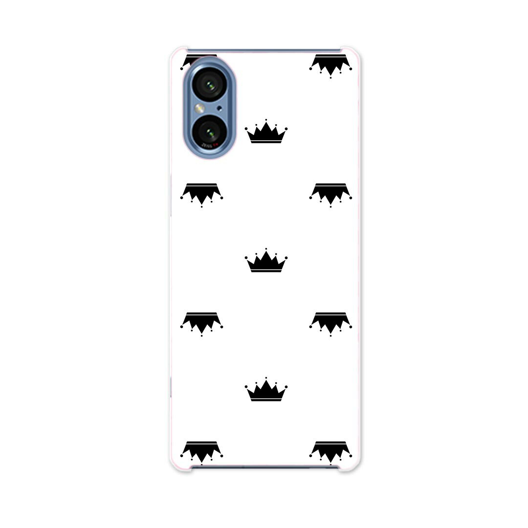 Rakuten - SONY Xperia 5 V 用 Xperia 5 V SO-53D SOG12 XQ-DE44 用 ハードケース 010892 王冠　白　黒