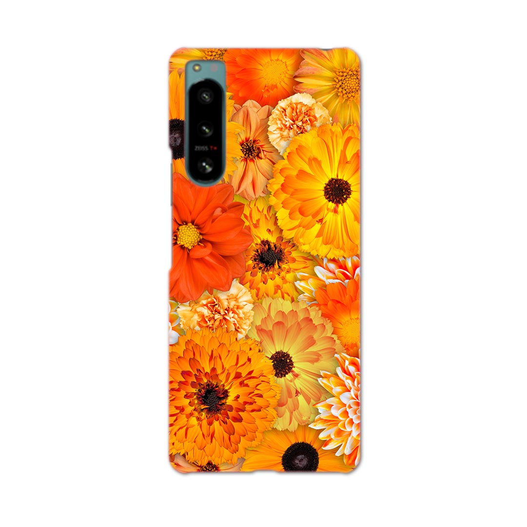 乐天商城 - Xperia 5 IV 専用ハードケース SO-54C / SOG09 / A204SO 共通対応 so54c igcase スマホカバー カバー ケース pc ハードケース 000934 花　オレンジ
