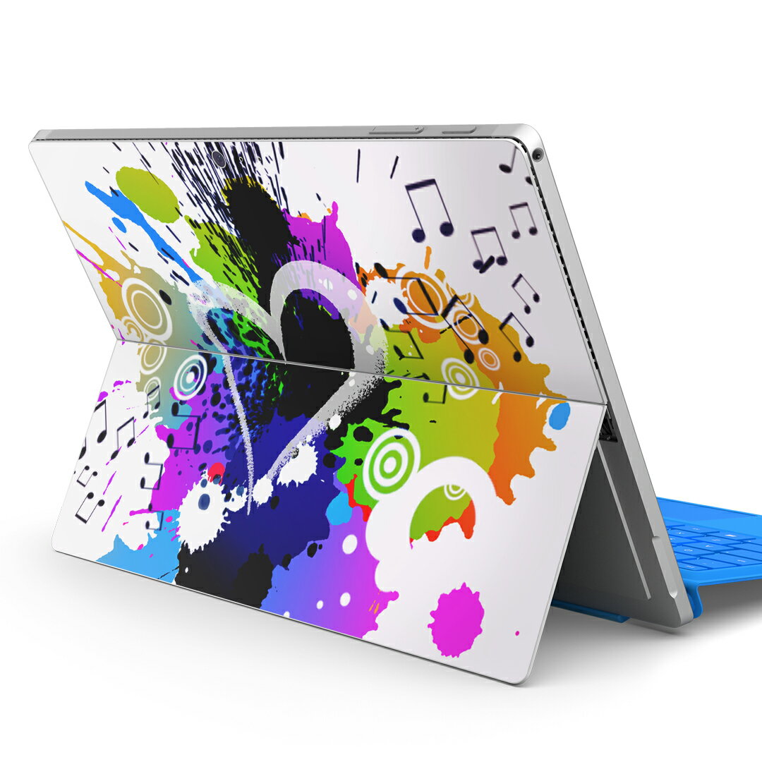 Surface Pro7 (2019) Pro6 Pro2017 pro4 用 スキンシール igsticker サーフェス ノートブック ノートパソコン カバー ケース フィルム ステッカー アクセサリー 保護 000913 ハート　音符