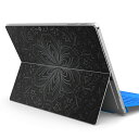 Surface Pro7 (2019) Pro6 Pro2017 pro4 用 スキンシール igsticker サーフェス ノートブック ノートパソコン カバー ケース フィルム ステッカー アクセサリー 保護 001047 ダマスク 黒