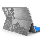 Surface Pro7 (2019) Pro6 Pro2017 pro4 用 スキンシール igsticker サーフェス ノートブック ノートパソコン カバー ケース フィルム ステッカー アクセサリー 保護 001204 ダマスク グレー