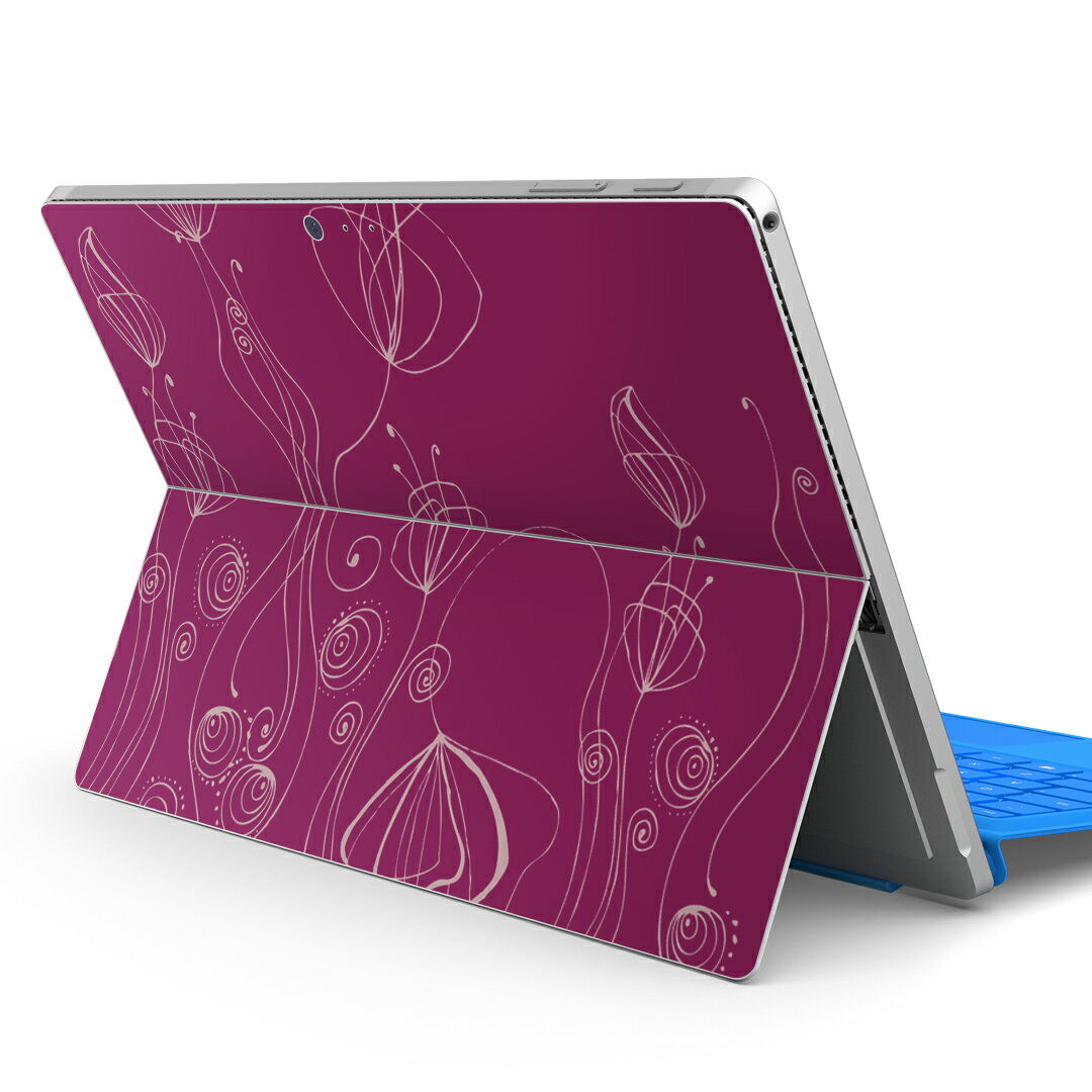 Surface Pro7 (2019) Pro6 Pro2017 pro4 用 スキンシール igsticker サーフェス ノートブック ノートパソコン カバー ケース フィルム ステッカー アクセサリー 保護 002048 花　　紫