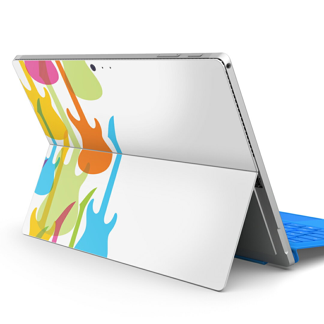 Surface Pro7 (2019) Pro6 Pro2017 pro4 用 スキンシール igsticker サーフェス ノートブック ノートパソコン カバー ケース フィルム ステッカー アクセサリー 保護 002557 音楽　ギター　カラフル