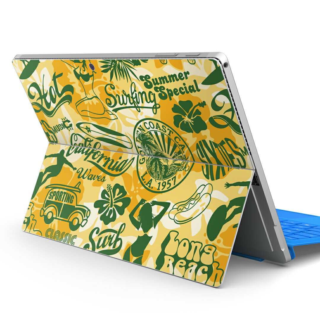 Surface Pro7 (2019) Pro6 Pro2017 pro4 用 スキンシール igsticker サーフェス ノートブック ノートパソコン カバー ケース フィルム ステッカー アクセサリー 保護 003153 サーフィン　海　イラスト