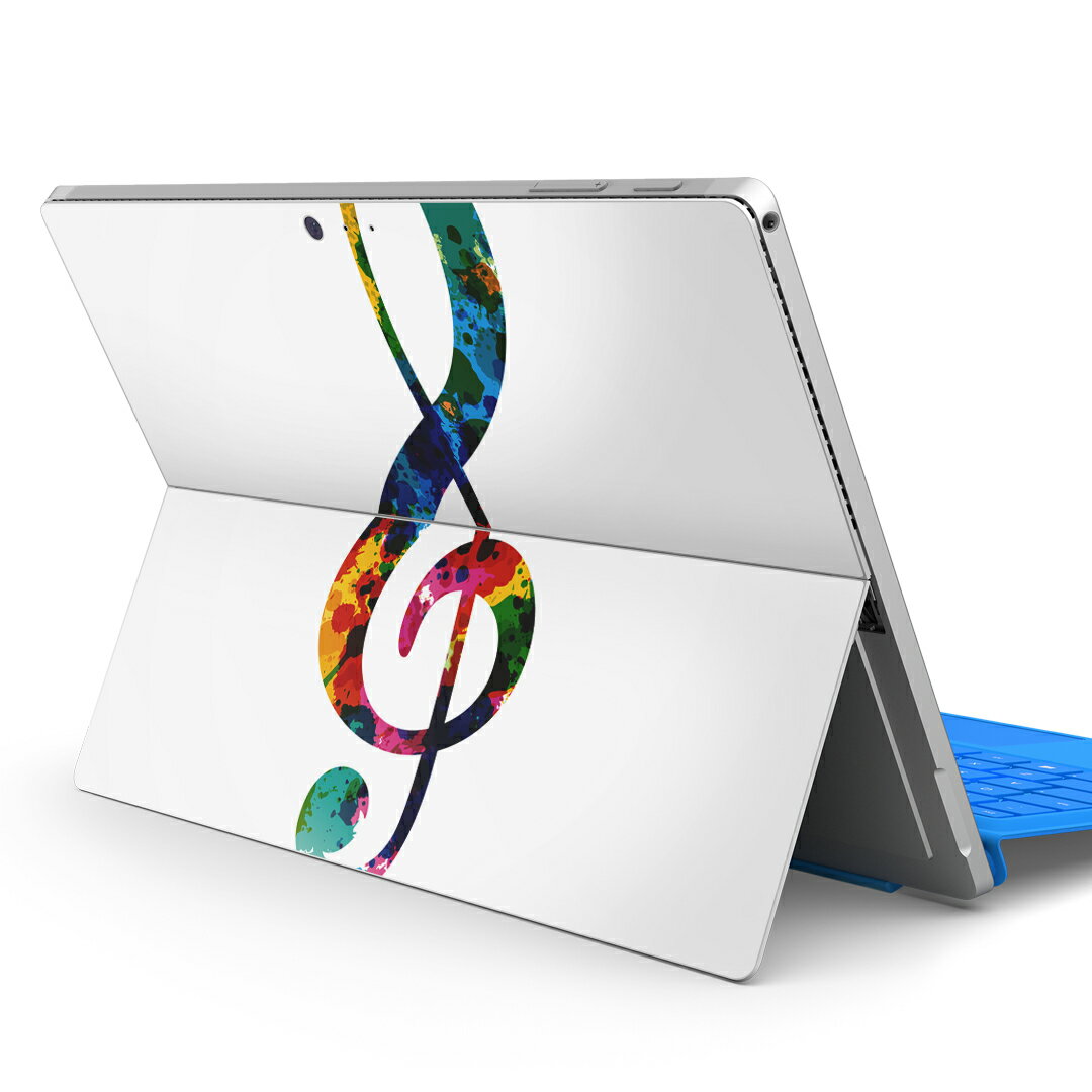 Surface Pro7 (2019) Pro6 Pro2017 pro4 用 スキンシール igsticker サーフェス ノートブック ノートパソコン カバー ケース フィルム ステッカー アクセサリー 保護 003369 音楽　音符　カラフル