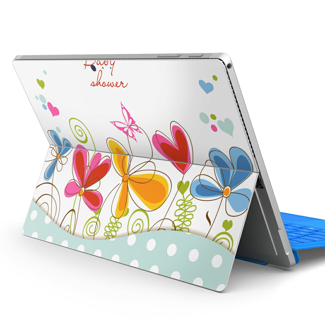 Surface Pro7 (2019) Pro6 Pro2017 pro4 用 スキンシール igsticker サーフェス ノートブック ノートパソコン カバー ケース フィルム ステッカー アクセサリー 保護 004743 ハート 花 カラフル