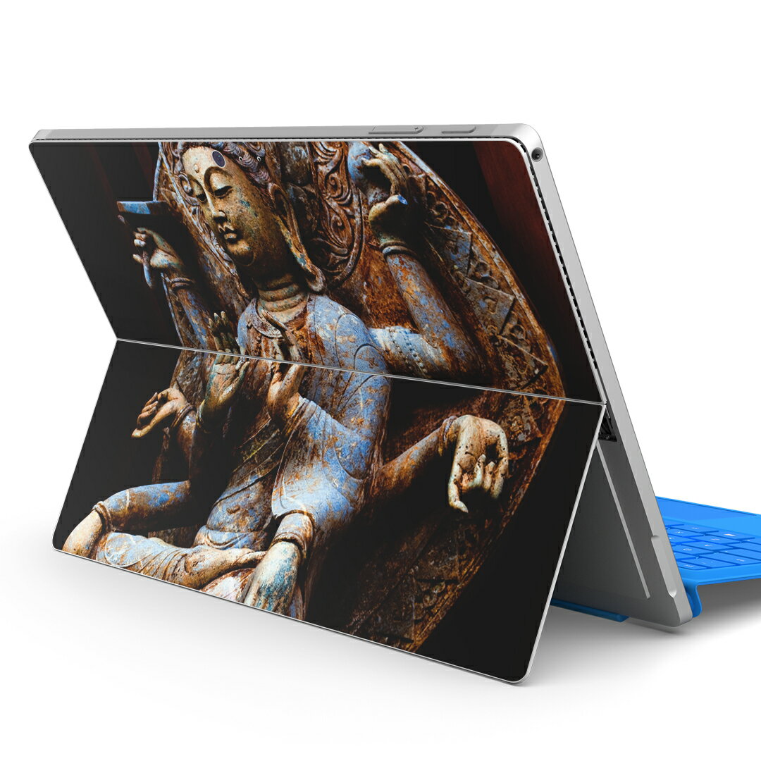 Surface Pro7 (2019) Pro6 Pro2017 pro4 用 スキンシール igsticker サーフェス ノートブック ノートパソコン カバー ケース フィルム ステッカー アクセサリー 保護 005093 仏像　写真　黒