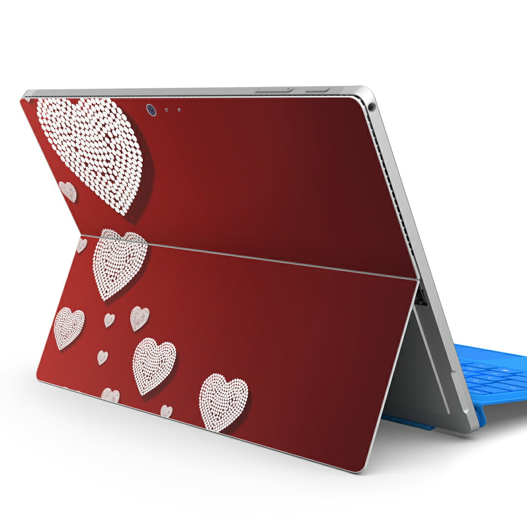 Surface Pro7 (2019) Pro6 Pro2017 pro4 用 スキンシール igsticker サーフェス ノートブック ノートパソコン カバー ケース フィルム ステッカー アクセサリー 保護 005549 ハート 赤