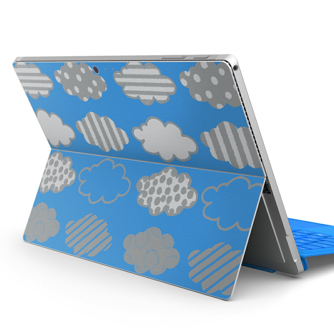 Surface Pro7 (2019) Pro6 Pro2017 pro4 用 スキンシール igsticker サーフェス ノートブック ノートパソコン カバー ケース フィルム ステッカー アクセサリー 保護 005632 雲　模様　青