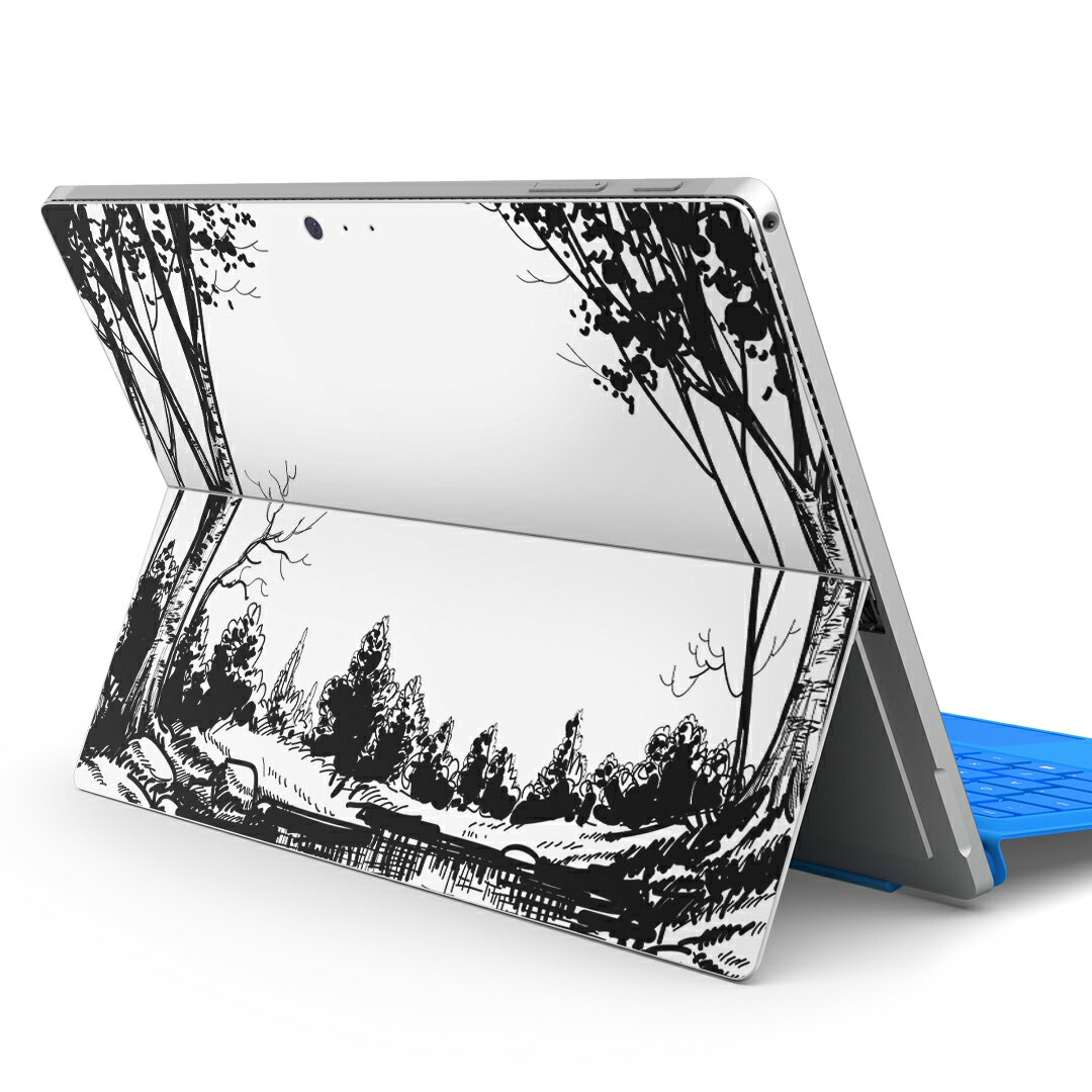 Surface Pro7 (2019) Pro6 Pro2017 pro4 用 スキンシール igsticker サーフェス ノートブック ノートパソコン カバー ケース フィルム ステッカー アクセサリー 保護 005859 イラスト 森