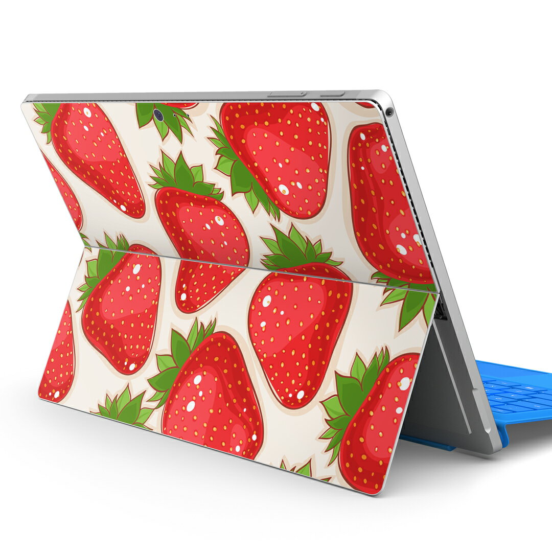 Surface Pro7 (2019) Pro6 Pro2017 pro4 用 スキンシール igsticker サーフェス ノートブック ノートパソコン カバー ケース フィルム ステッカー アクセサリー 保護 006119 イチゴ 苺 イラスト 模様