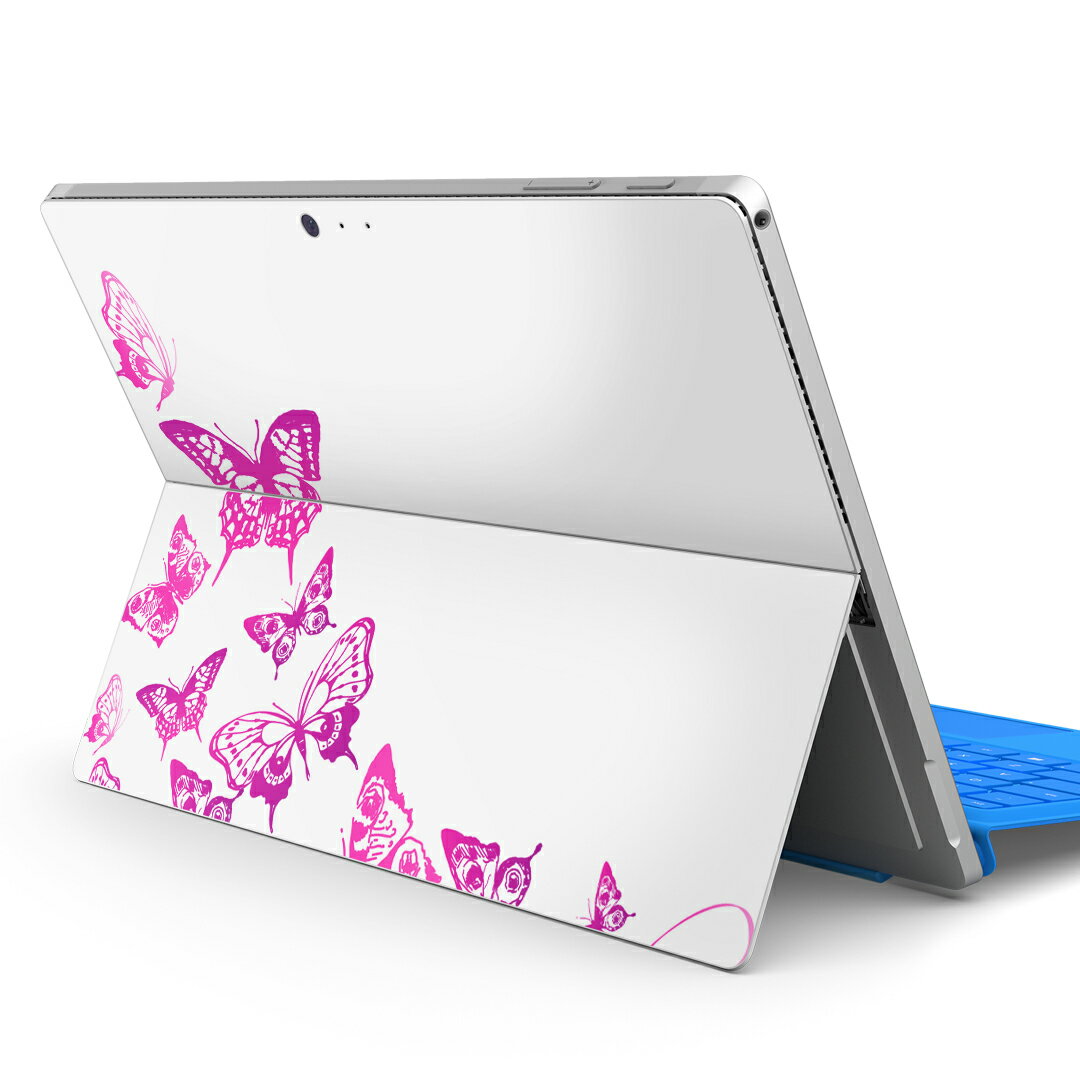Surface Pro7 (2019) Pro6 Pro2017 pro4 用 スキンシール igsticker サーフェス ノートブック ノートパソコン カバー ケース フィルム ステッカー アクセサリー 保護 006842 ピンク　蝶