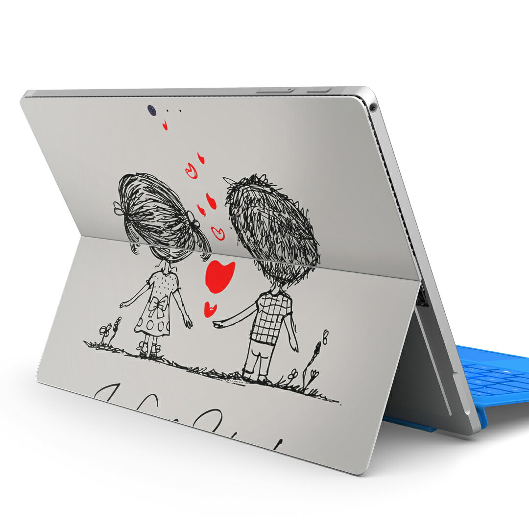 Surface Pro7 (2019) Pro6 Pro2017 pro4 用 スキンシール igsticker サーフェス ノートブック ノートパソコン カバー ケース フィルム ステッカー アクセサリー 保護 007532 ハート 文字 英語 人物