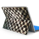 Surface Pro7 (2019) Pro6 Pro2017 pro4 用 スキンシール igsticker サーフェス ノートブック ノートパソコン カバー ケース フィルム ステッカー アクセサリー 保護 007771 チェック 市松模様 黒 ブラック(2)