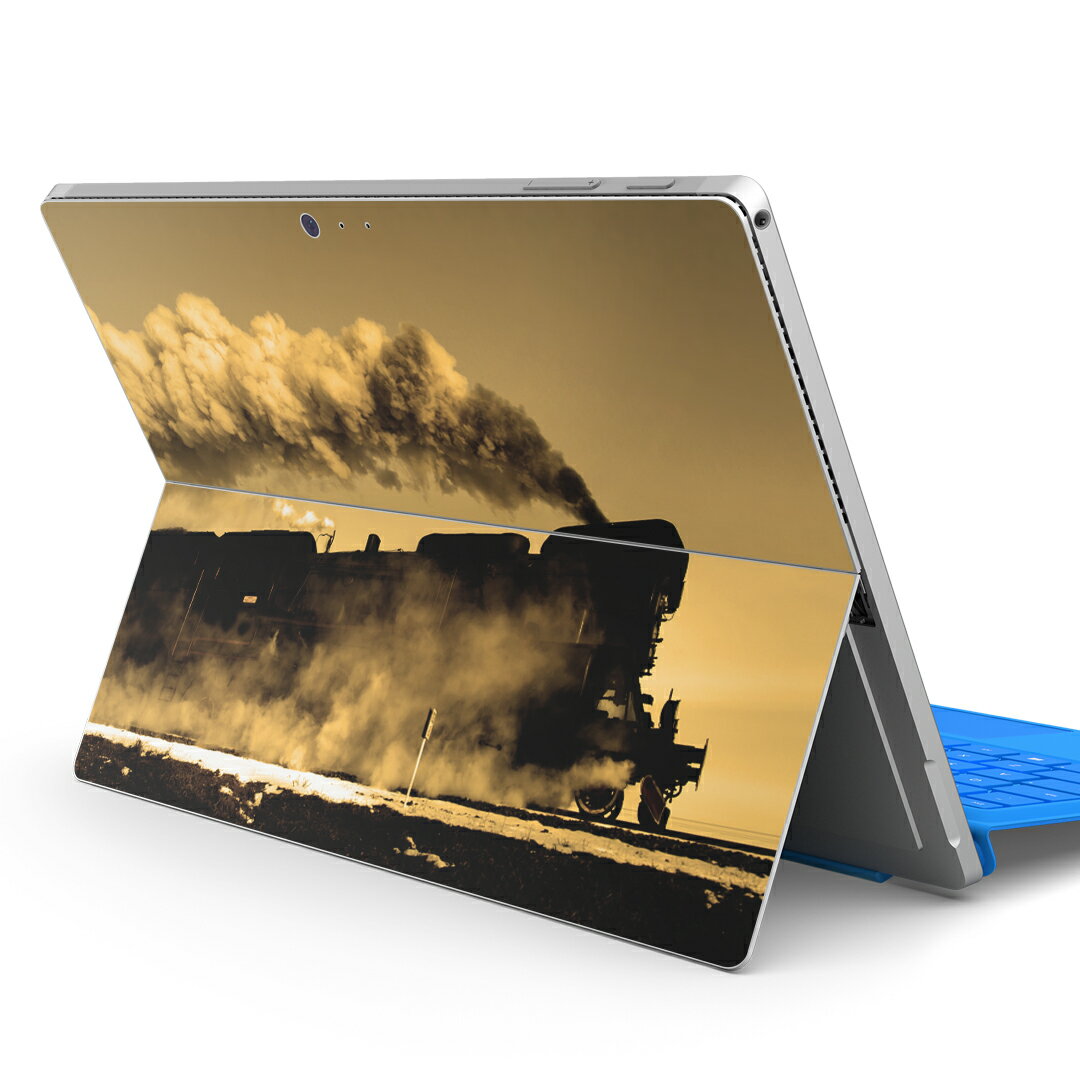 Surface Pro7 (2019) Pro6 Pro2017 pro4 用 スキンシール igsticker サーフェス ノートブック ノートパソコン カバー ケース フィルム ステッカー アクセサリー 保護 007901 写真　汽車　乗り物　セピア