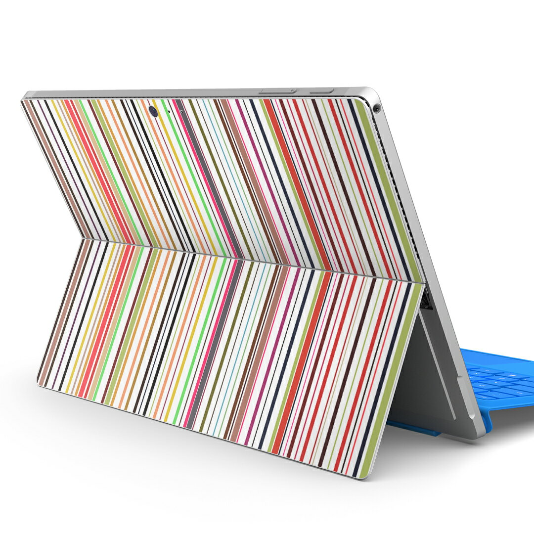Surface Pro7 (2019) Pro6 Pro2017 pro4 用 スキンシール igsticker サーフェス ノートブック ノートパソコン カバー ケース フィルム ステッカー アクセサリー 保護 007965 ストライプ カラフル レインボー 模様
