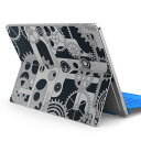 Surface Pro7 (2019) Pro6 Pro2017 pro4 用 スキンシール igsticker サーフェス ノートブック ノートパソコン カバー ケース フィルム ステッカー アクセサリー 保護 008016 黒 ブラック 歯車 イラスト(2)