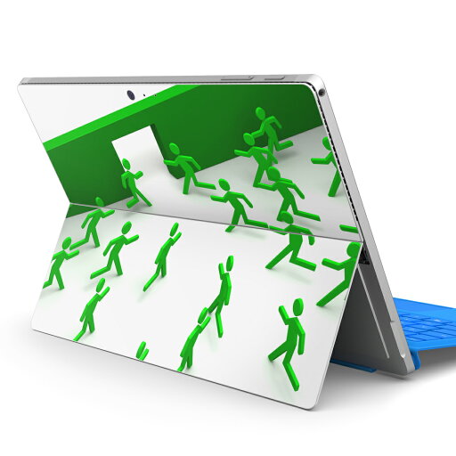 Surface Pro7 (2019) Pro6 Pro2017 pro4 用 スキンシール igsticker サーフェス ノートブック ノートパソコン カバー ケース フィルム ステッカー アクセサリー 保護 008296 非常口 人物 緑 グリーン