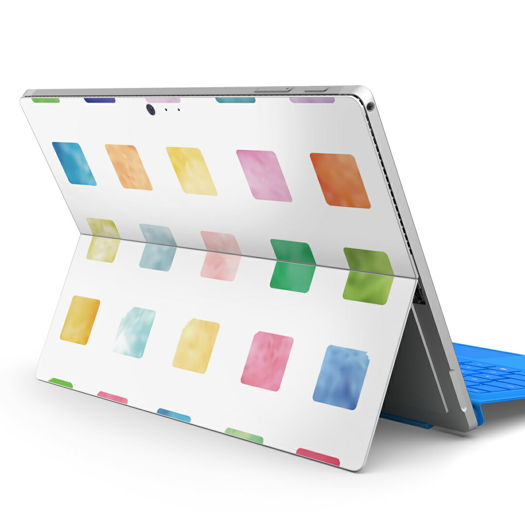 Surface Pro7 (2019) Pro6 Pro2017 pro4 用 スキンシール igsticker サーフェス ノートブック ノートパソコン カバー ケース フィルム ステッカー アクセサリー 保護 008901 四角 カラフル パステル 模様