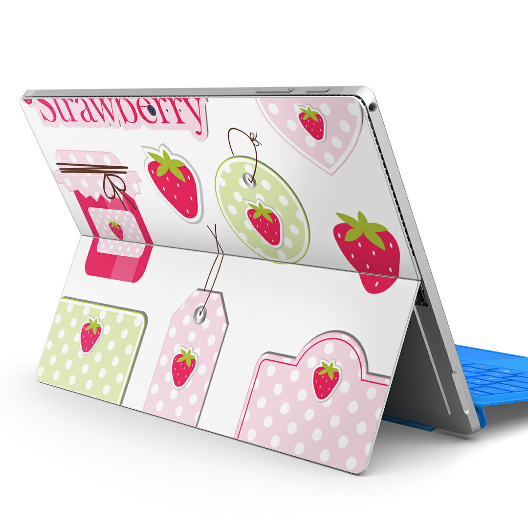 Surface Pro7 (2019) Pro6 Pro2017 pro4 用 スキンシール igsticker サーフェス ノートブック ノートパソコン カバー ケース フィルム ステッカー アクセサリー 保護 009141 ピンク 苺 水玉 ドット