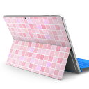 Surface Pro7 (2019) Pro6 Pro2017 pro4 用 スキンシール igsticker サーフェス ノートブック ノートパソコン カバー ケース フィルム ステッカー アクセサリー 保護 009526 ピンク ブロック シンプル(2)