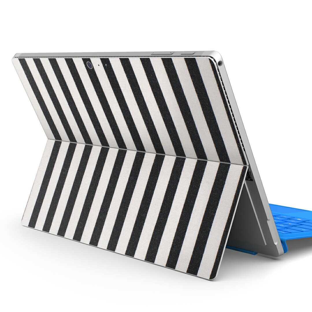 Surface Pro7 (2019) Pro6 Pro2017 pro4 用 スキンシール igsticker サーフェス ノートブック ノートパソコン カバー ケース フィルム ステッカー アクセサリー 保護 009903 ボーダー　白　黒