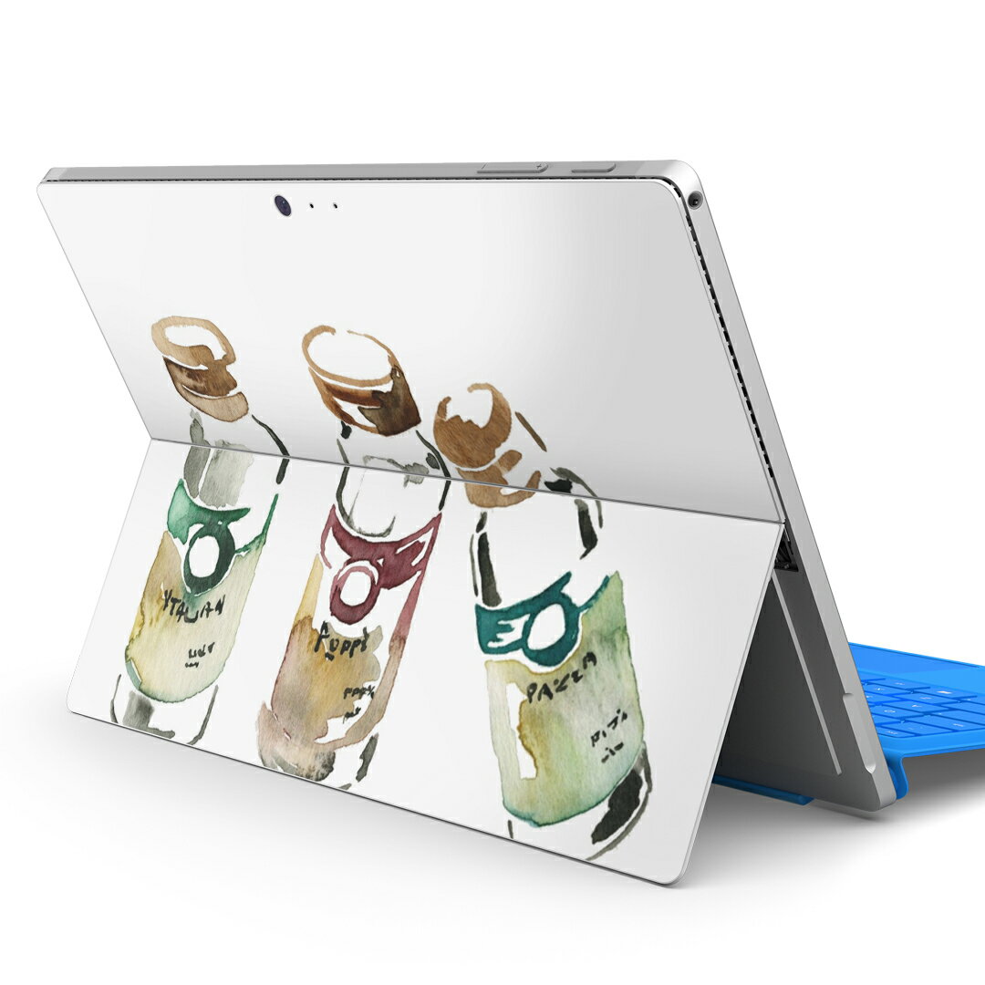 Surface Pro7 (2019) Pro6 Pro2017 pro4 用 スキンシール igsticker サーフェス ノートブック ノートパソコン カバー ケース フィルム ステッカー アクセサリー 保護 010177 料理　水彩　おしゃれ