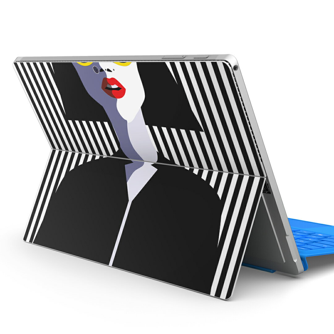 Surface Pro7 (2019) Pro6 Pro2017 pro4 用 スキンシール igsticker サーフェス ノートブック ノートパソコン カバー ケース フィルム ステッカー アクセサリー 保護 010409 人物 めがね ストライプ