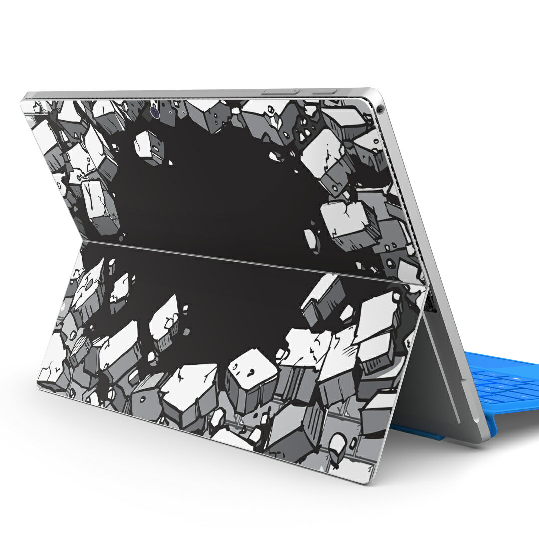 Surface Pro7 (2019) Pro6 Pro2017 pro4 用 スキンシール igsticker サーフェス ノートブック ノートパソコン カバー ケース フィルム ステッカー アクセサリー 保護 011711 レンガ　イラスト　穴